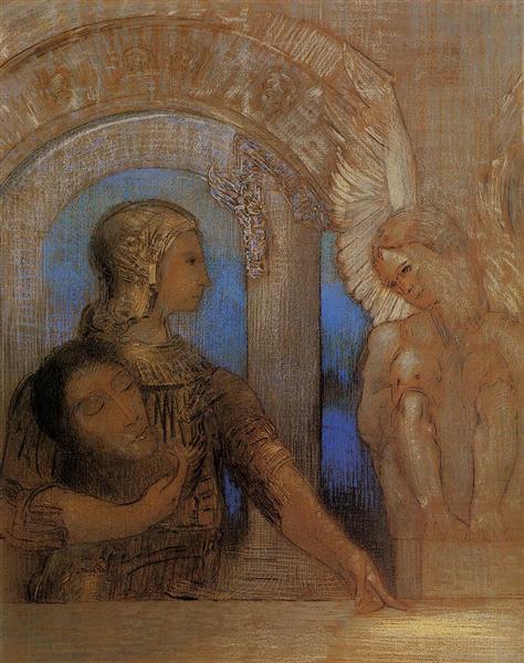 Odilon Redon, The Mystical Knight: Oedipus and the Sphinx (1869)